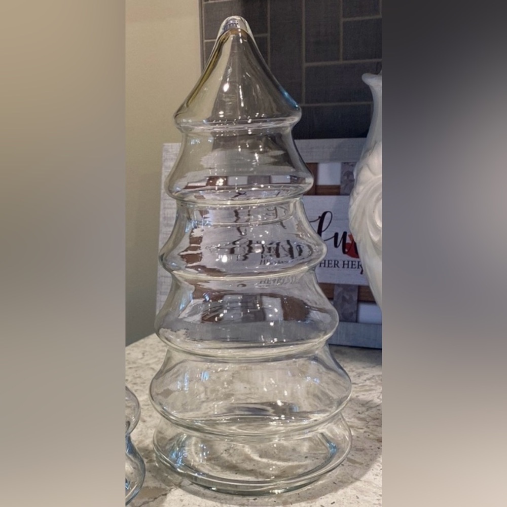 VINTAGE 1970’s~LARGE CLEAR GLASS~CHRISTMAS TREE~APOTHECARY JAR~DISCONTINUED~G2C